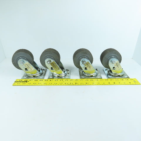 Albion 16XS04201S Xtra-Soft 4x2 Swivel Casters W/ Top Plate 4-1/2" x 4" Lot Of 4