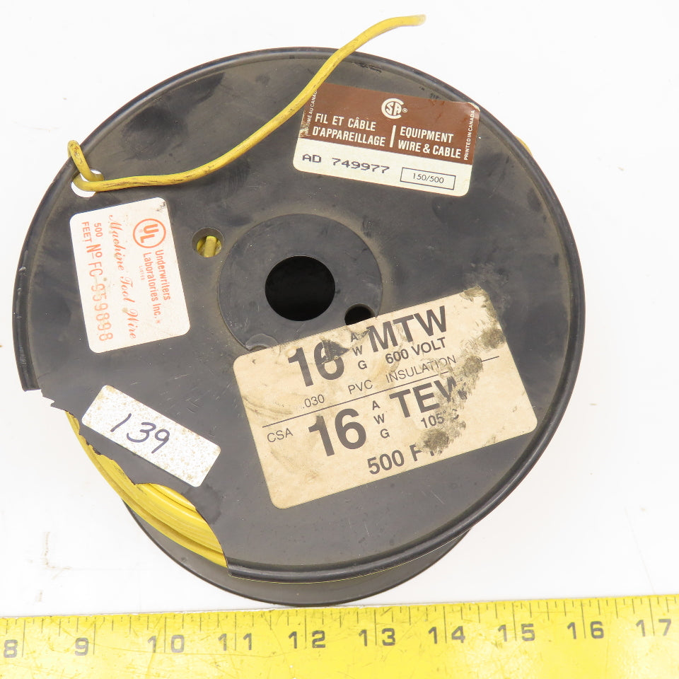 Excel 16AWG 600V Yellow Class K PVC Jacket Cable 500'