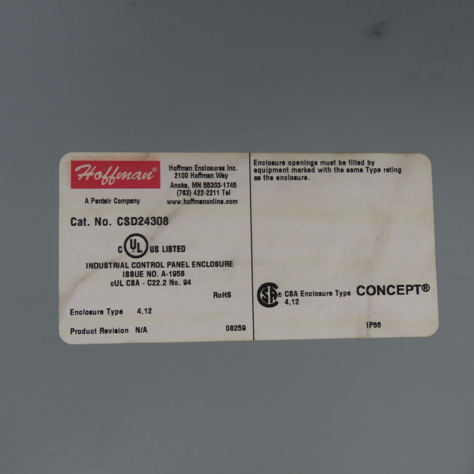 Hoffman CSD24308 24" x 30" x 8" Electrical Enclosure Backplate & 30A Disconnect