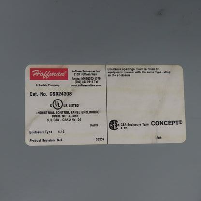 Hoffman CSD24308 24" x 30" x 8" Electrical Enclosure Backplate & 30A Disconnect