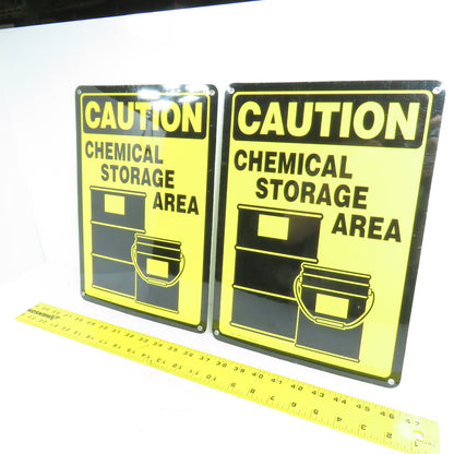 EMED 14" H x 10" W Caution Chemical Storage Area Vinyl Safety Sign Lot Of 2