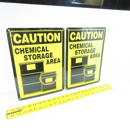 EMED 14" H x 10" W Caution Chemical Storage Area Vinyl Safety Sign Lot Of 2