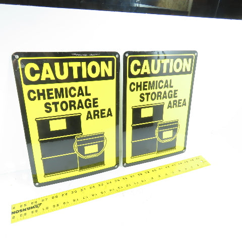 EMED 14" H x 10" W Caution Chemical Storage Area Vinyl Safety Sign Lot Of 2