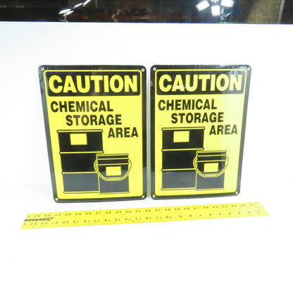 EMED 14" H x 10" W Caution Chemical Storage Area Vinyl Safety Sign Lot Of 2