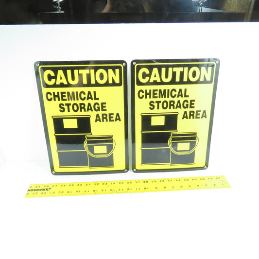 EMED 14" H x 10" W Caution Chemical Storage Area Vinyl Safety Sign Lot Of 2