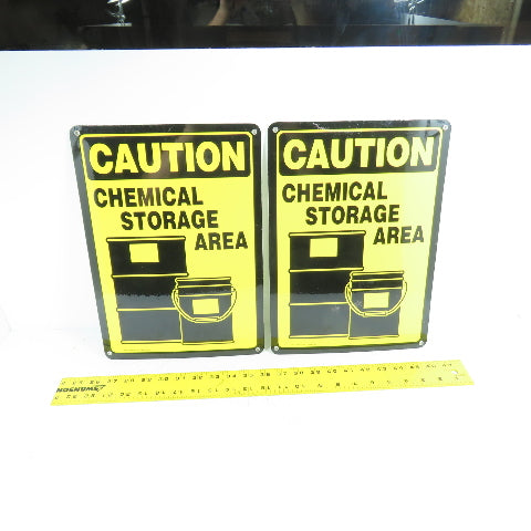 EMED 14" H x 10" W Caution Chemical Storage Area Vinyl Safety Sign Lot Of 2
