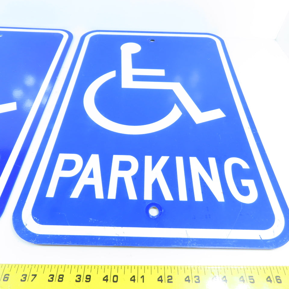 18" H x 12" W Handicap Parking Wheelchair Sign Aluminum Lot of 2