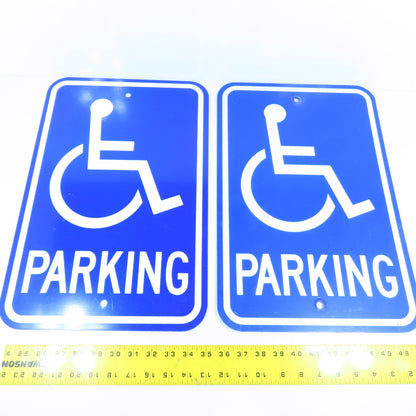 18" H x 12" W Handicap Parking Wheelchair Sign Aluminum Lot of 2