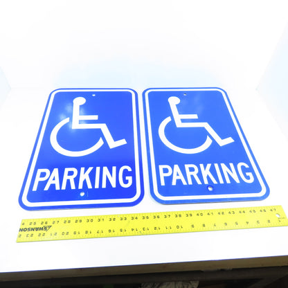 18" H x 12" W Handicap Parking Wheelchair Sign Aluminum Lot of 2
