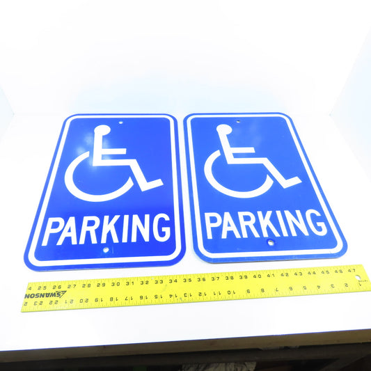 18" H x 12" W Handicap Parking Wheelchair Sign Aluminum Lot of 2