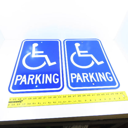 18" H x 12" W Handicap Parking Wheelchair Sign Aluminum Lot of 2