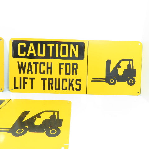 7" H x 17" W CAUTION Watch For Lift Trucks Aluminum Safety Signs Lot of 4
