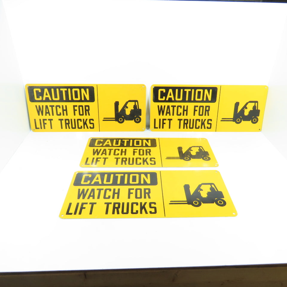 7" H x 17" W CAUTION Watch For Lift Trucks Aluminum Safety Signs Lot of 4
