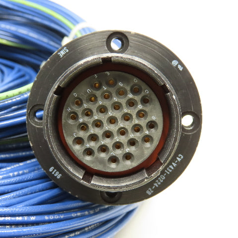 Sine 30 Position 40mm Circular Grounded Shell 16AWG Wire Cable Assembly 20'