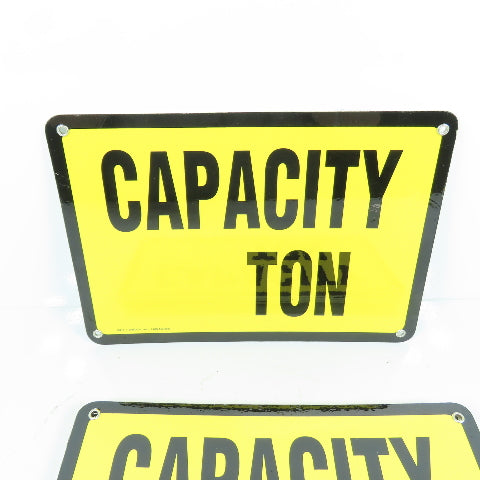 EMED 15216 10" x 7" H Weight Ton Capacity Safety Yellow Plastic Signs Lot Of 7