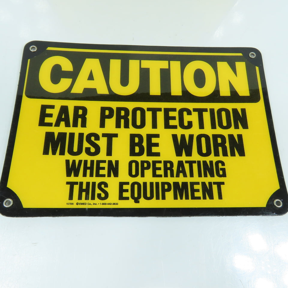 EMED 10"x7" H CAUTION Ear Protection Must Be Worn, Plastic Safety Signs Lot Of 8