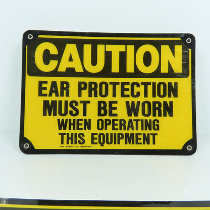 EMED 10"x7" H CAUTION Ear Protection Must Be Worn, Plastic Safety Signs Lot Of 8