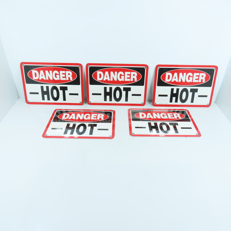 EMED 10" x 7" H DANGER HOT Aluminum Safety Signs Lot Of 5