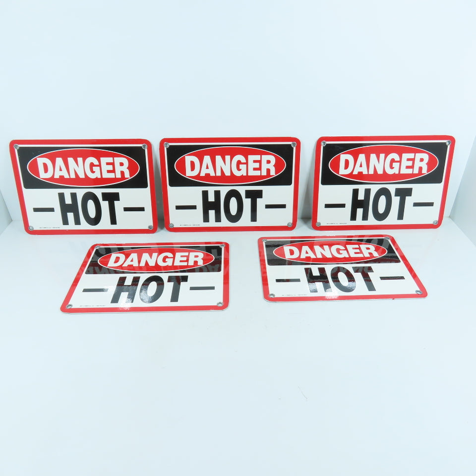 EMED 10" x 7" H DANGER HOT Aluminum Safety Signs Lot Of 5