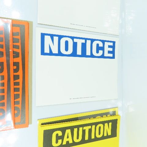 Clement 11x8-1/2" Peel & Stick DANGER, NOTICE, CAUTION, WARNING, Signs Lot Of 39