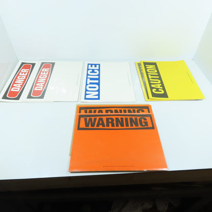 Clement 11x8-1/2" Peel & Stick DANGER, NOTICE, CAUTION, WARNING, Signs Lot Of 39