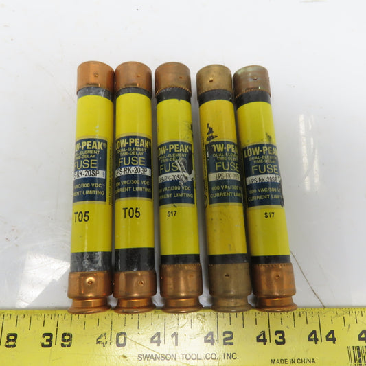 Buss LPS-RK-20P 15A Fuses Low-Peak Duel Element Time Delay Lot of 5