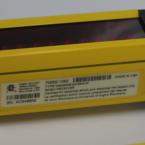 Omron MS4800B-20-0840-R Receiver W/MS4800B-20-0840-X Transmitter Light Curtain