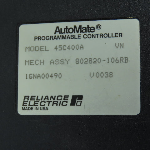 Reliance 45C400A AutoMate 40 Logic Processor Module W/ J3140A Manual