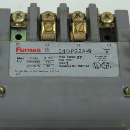 Furnas 14DP32A*9 Size 1 Motor Starter Contactor 120V Coil W/48DC31AA3 Overload