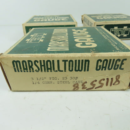 Marshalltown Gauge 3-1/2" Fig. 23 30# 1/4" Conn. Steel Case 0-30 Guage Lot Of 4