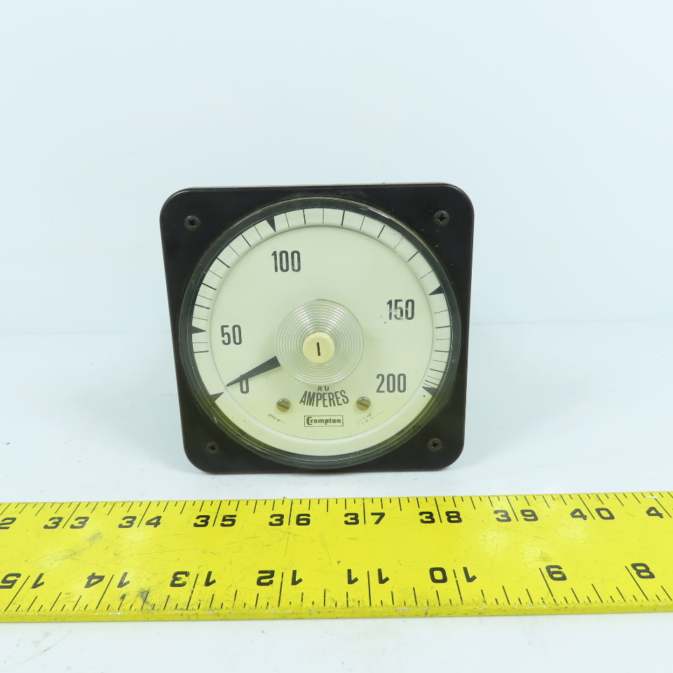 Crompton 08AA LSRL 0-200 Amperes Panel Mount Meter Gauge Type 077