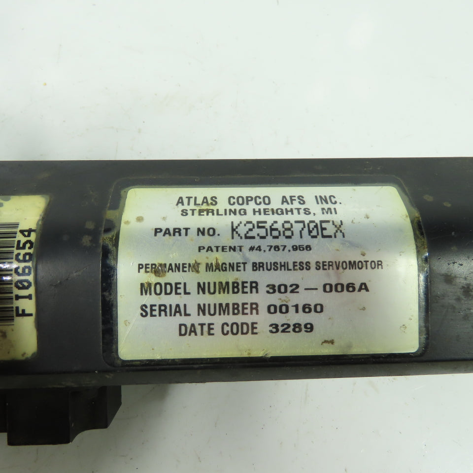 Atlas Copco K256870EX 302-006A Magnet Brushless Servo Motor W/ Splined End