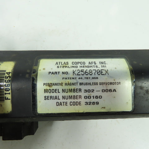 Atlas Copco K256870EX 302-006A Magnet Brushless Servo Motor W/ Splined End