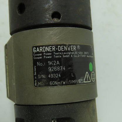 Gardner Denver 1K2A 926874 1BA 927255 Cooper Electric Nutrunner W/ Splined End