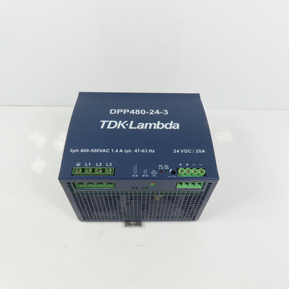 TKD Lambda DPP480-24-3 24V DC 20A/480W Power Supply 3PH 400-500VAC Input 1.4A
