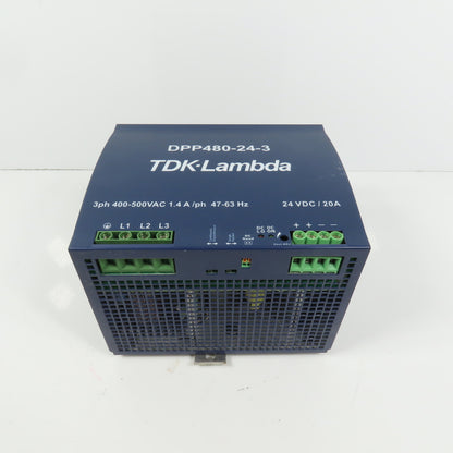 TKD Lambda DPP480-24-3 24V DC 20A/480W Power Supply 3PH 400-500VAC Input 1.4A