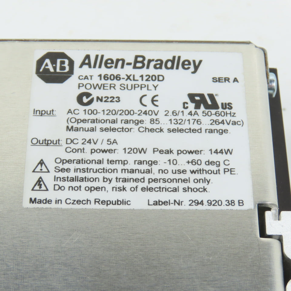 Allen Bradley 1606-XL120D 24V DC 5A Power Supply 1PH 100-120/200-240VAC Input