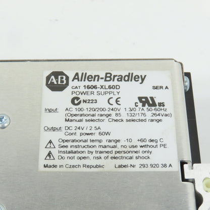Allen Bradley 1606-XL60D 24V DC 2.5A Power Supply 1PH 100-120/200-240VAC Input