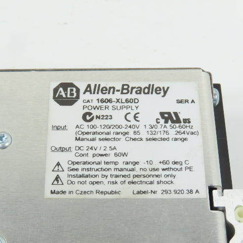 Allen Bradley 1606-XL60D 24V DC 2.5A Power Supply 1PH 100-120/200-240VAC Input
