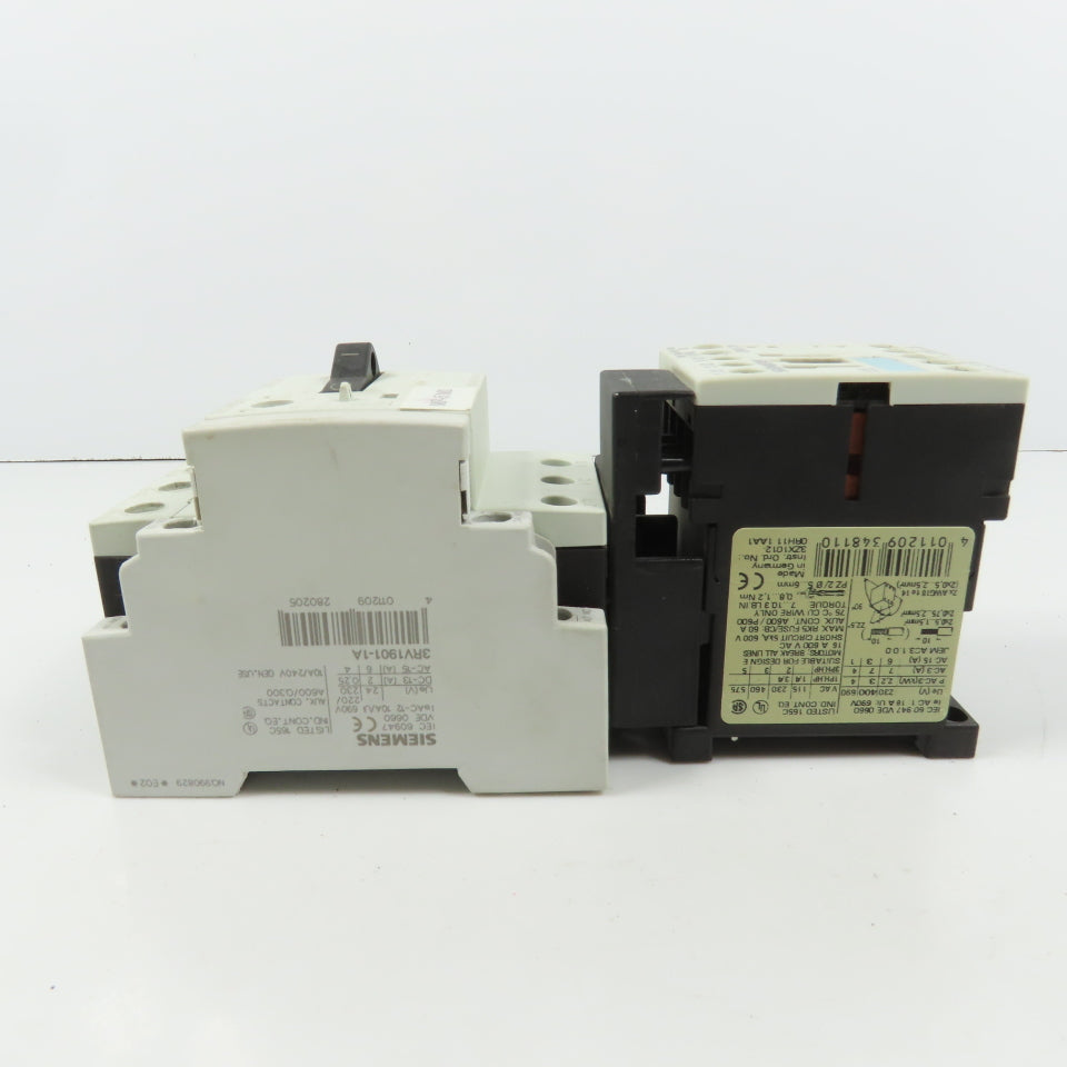 Siemens 3RT1015-1AK61 Sirius 3R 5HP Contactor 120V Coil W/ 3RV1011-1DA10