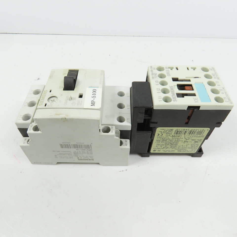 Siemens 3RT1015-1AK61 5HP Motor Starter 120V Coil W/ 3RV1011-1BA10 1.4-2A
