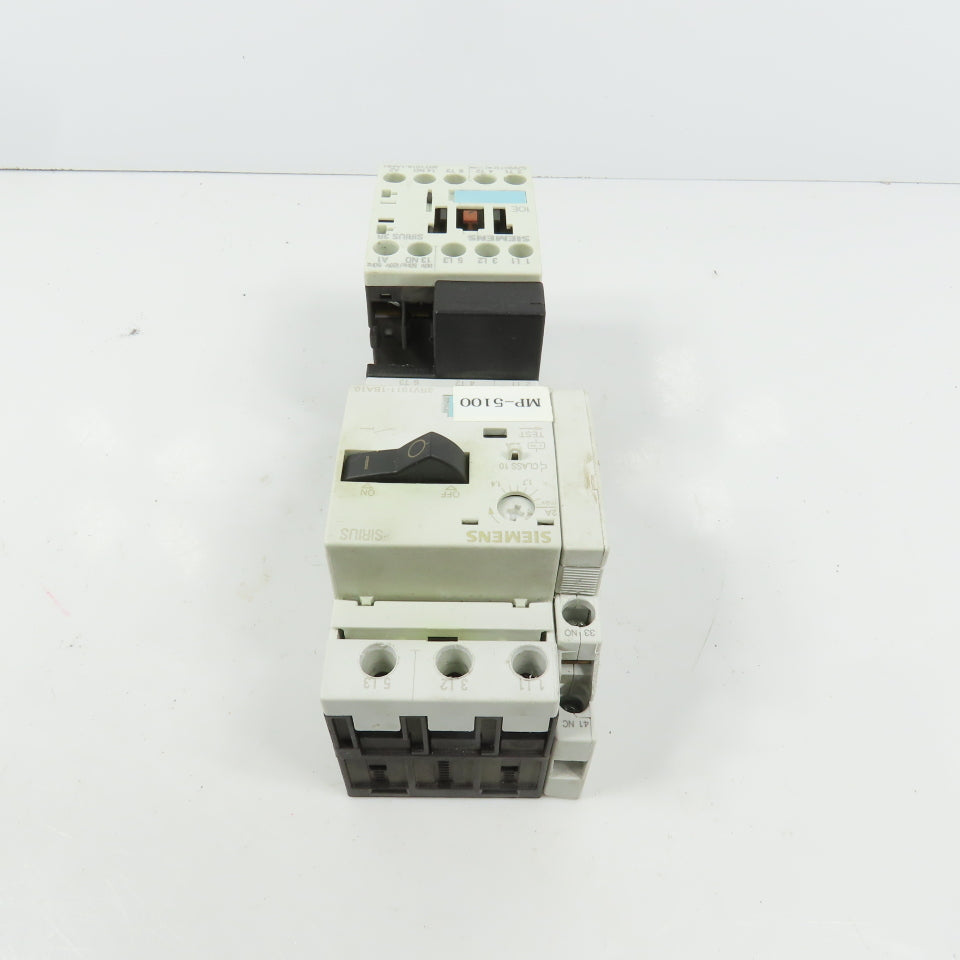 Siemens 3RT1015-1AK61 5HP Motor Starter 120V Coil W/ 3RV1011-1BA10 1.4-2A