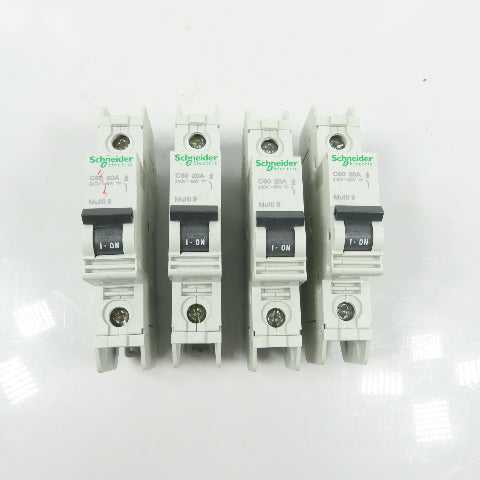 Schneider C60 Multi 9 20A Rail Mount Single Pole Circuit Breakers 240VAC Lot/4