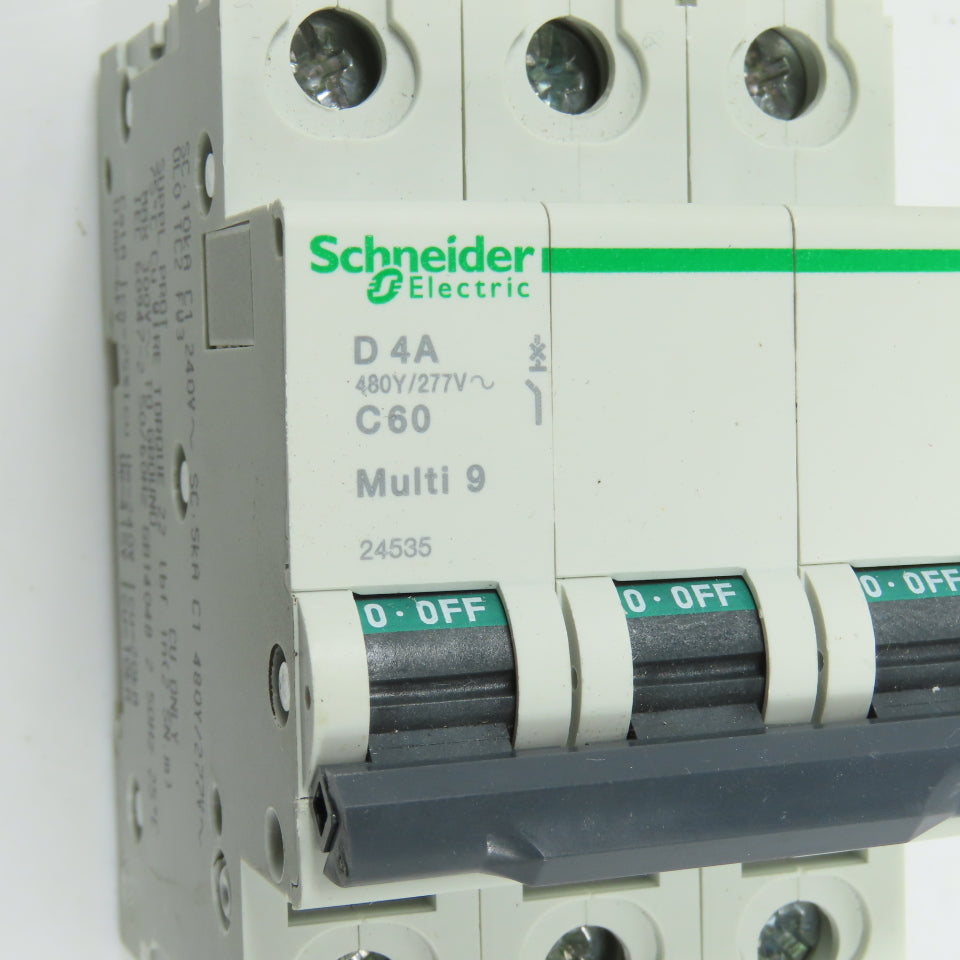 Schneider C60 Multi 9 D 4A Rail Mount 3-Pole Circuit Breakers 480/277VAC
