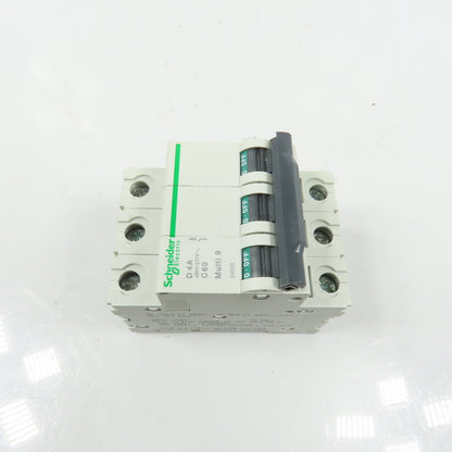 Schneider C60 Multi 9 D 4A Rail Mount 3-Pole Circuit Breakers 480/277VAC