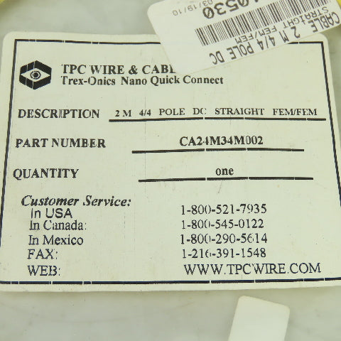 TPC Wire CA24M34M002 2M 4/4 Pole DC Straight Female To Straight Female 4-Pin