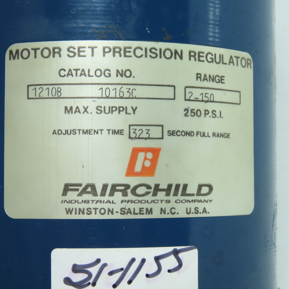 Fairchild 1210B 10163C Motor Set Precision Regulator 250PSI Max In 2-150PSI