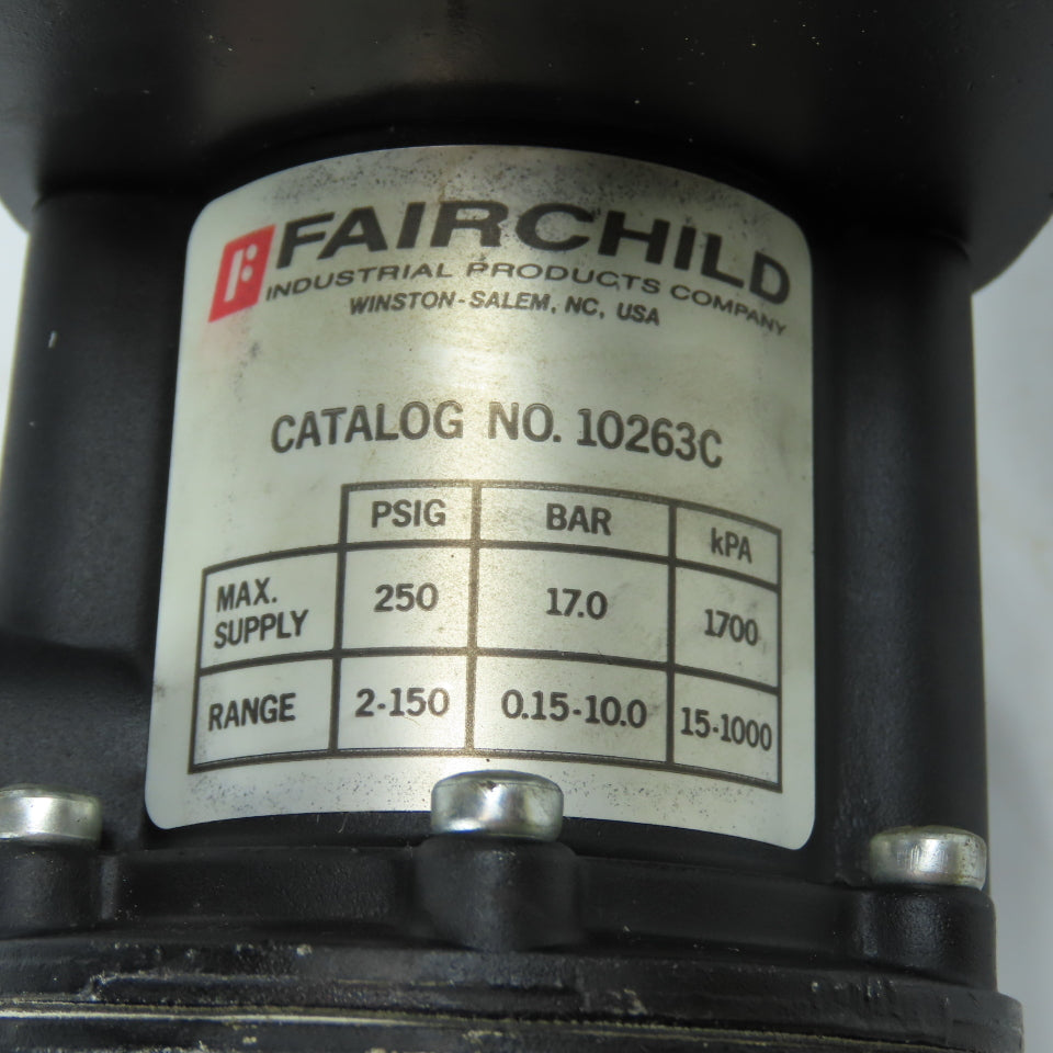 Fairchild 1210B 10163C Motor Set Precision Regulator 250PSI Max In 2-150PSI