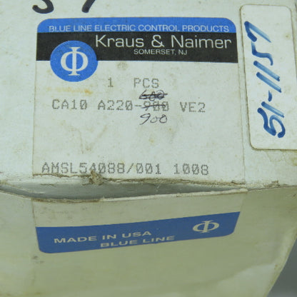 Kraus & Naimer CA10 A220 AMSL54088 2-Position Selector Switch 20A 300VAC NEW