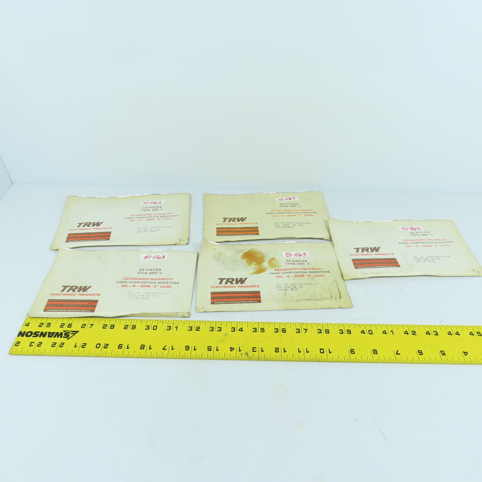 TRW MIL-R-39008 GBT 1/4 Fixed Composition Resistor 1000OHM 5% Tol Lot Of 250